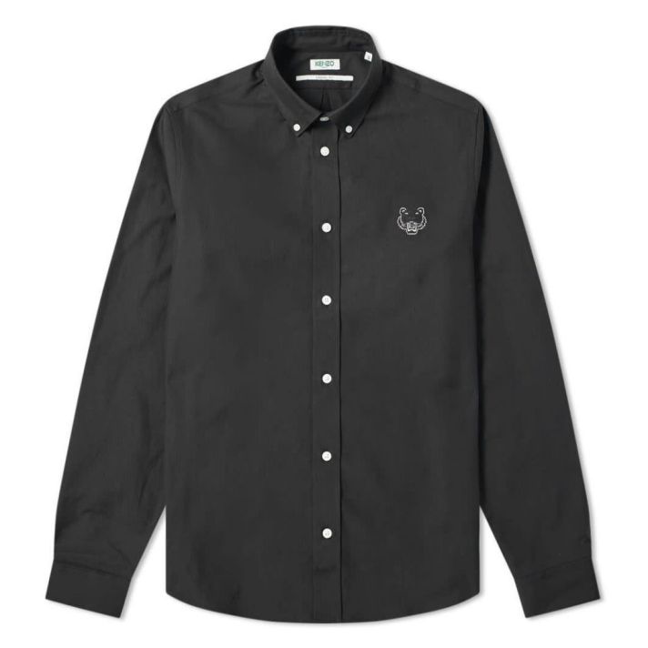 Kenzo Tiger Crest Cotton Poplin Black Shirt