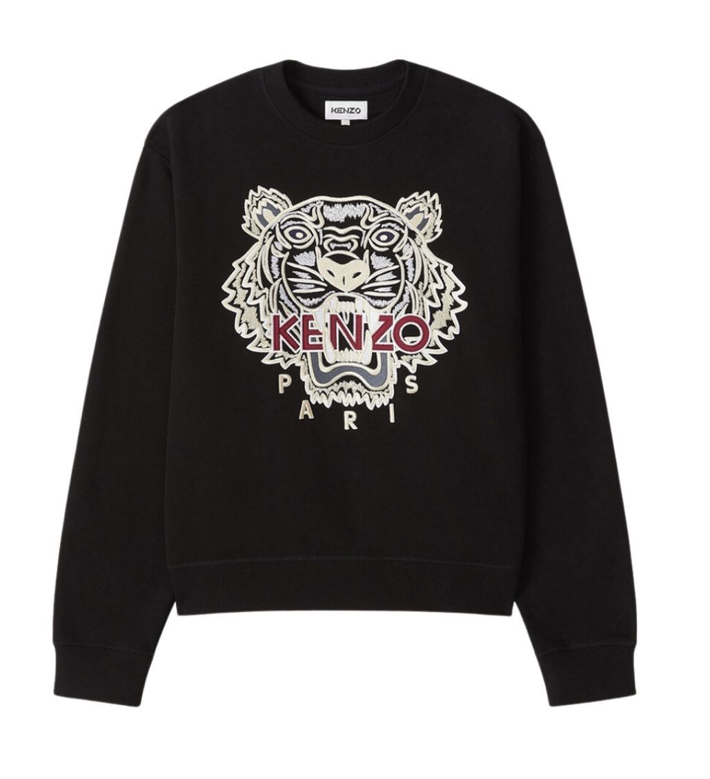 Embroidered Tiger Varsity Black Sweatshirt