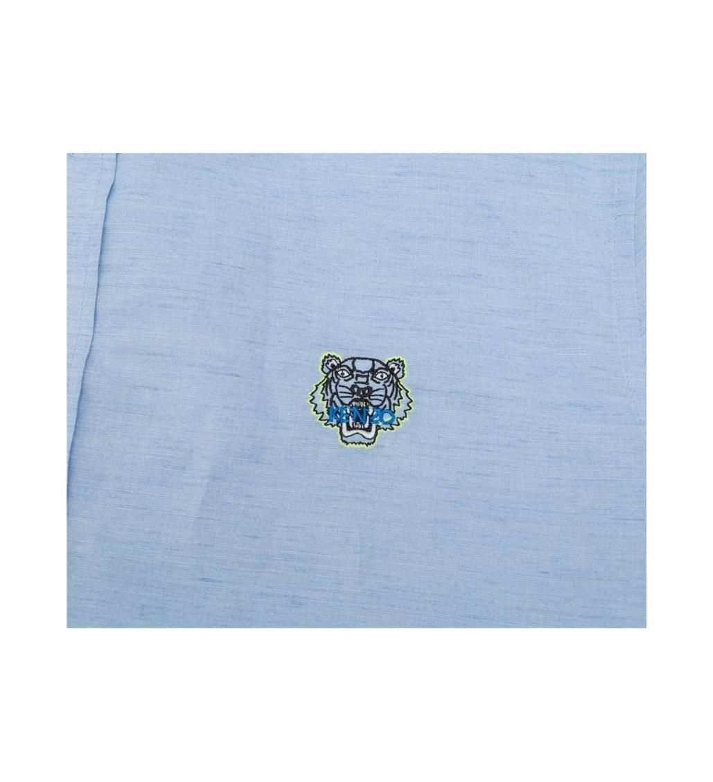 Sky Blue Tiger Crest Poplin Shirt - Image 3