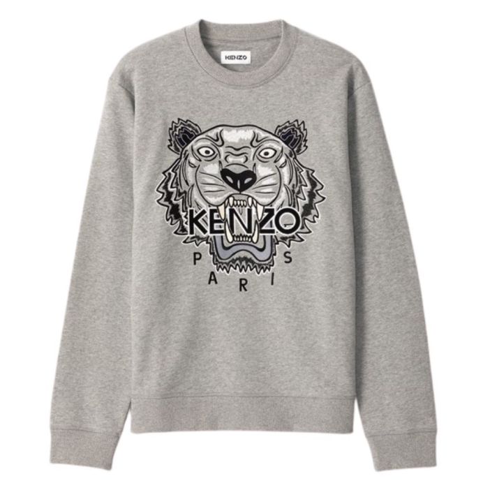 Tiger Logo Embroidered Pearl Grey Sweatshirt