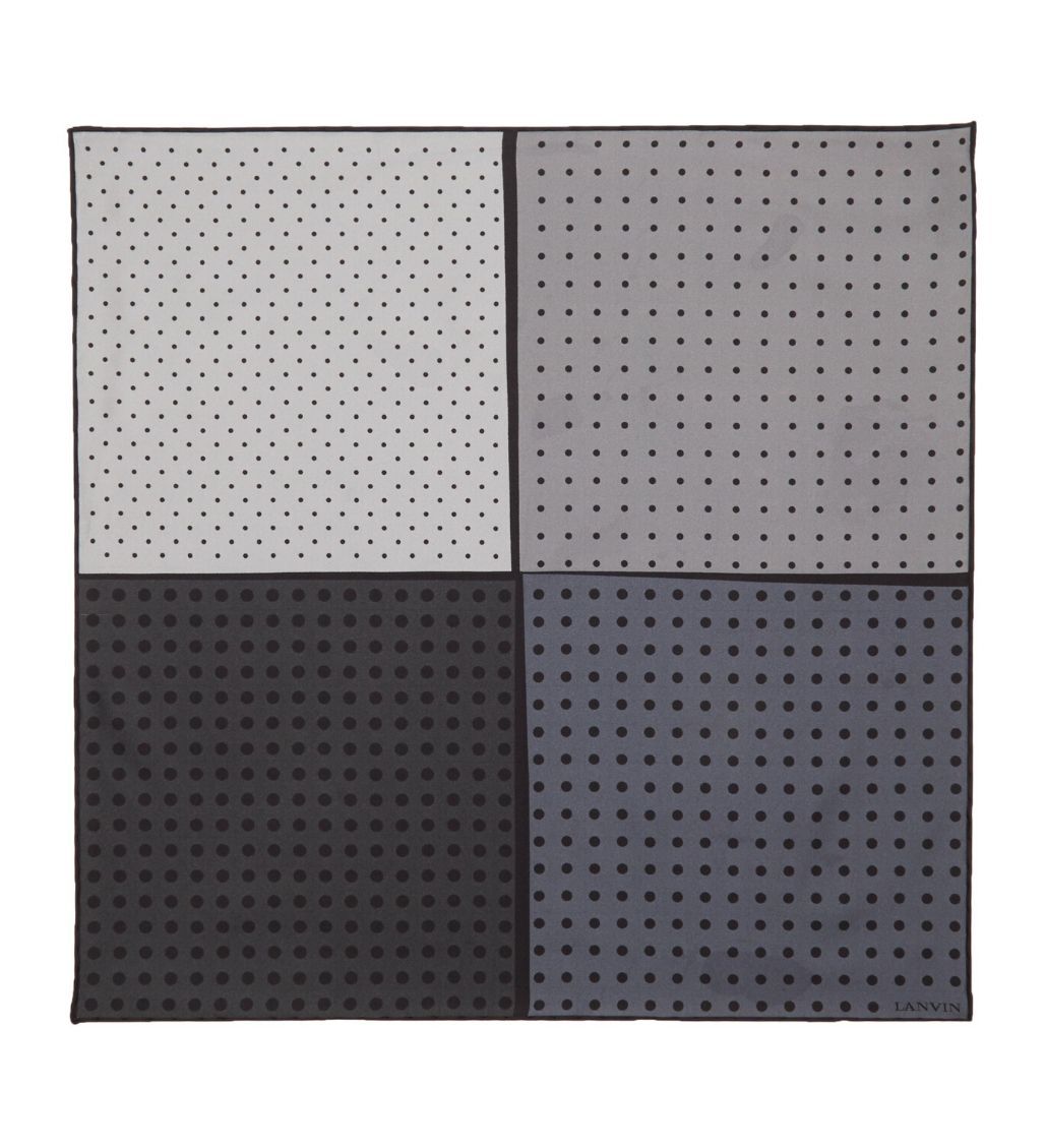 Grey Polka Dot Silk Twill Pocket Square - Image 2