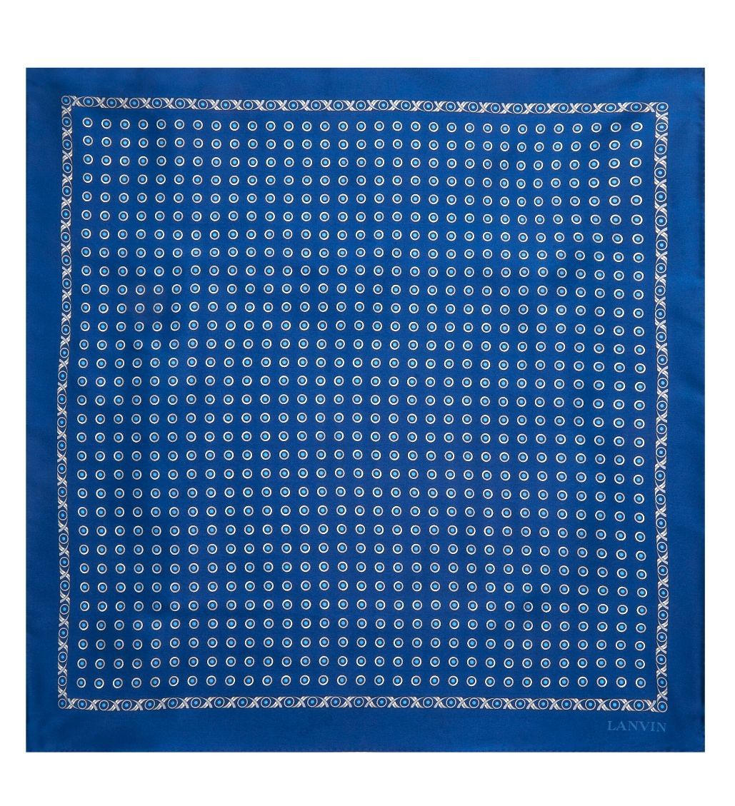 Tie & Pocket Square Geometric Circles Dot Pattern Blue/Grey Gift Set - Image 2