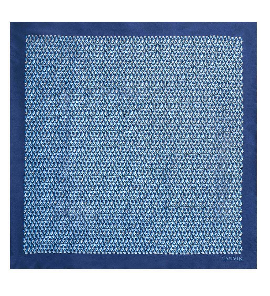 Tie & Pocket Square Geometric Squares Pattern Blue/Grey Gift Set - Image 3