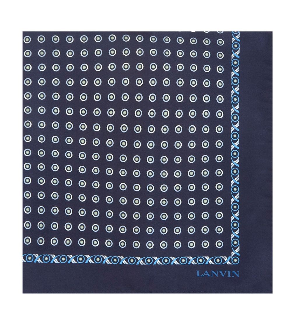 Tie & Pocket Square Geometric Circles Dot Pattern Navy Gift Set - Image 2