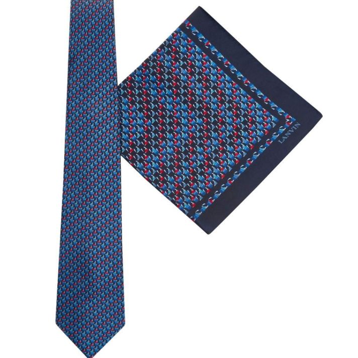 Tie & Pocket Square Geometric Pattern Tie Gift Set