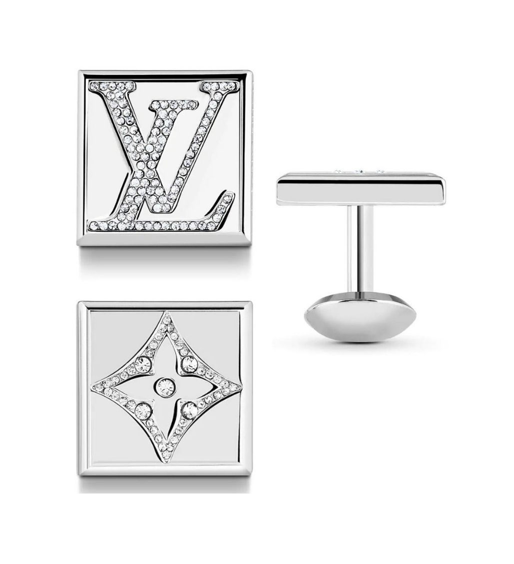 Silver Monogram Strass Swarovski Cufflinks M68252 - Image 3