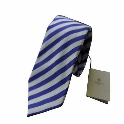 Luigi Borrelli Napoli Italy Mens 7 Fold Tie BNWT 100% Silk Purple/White Stripe