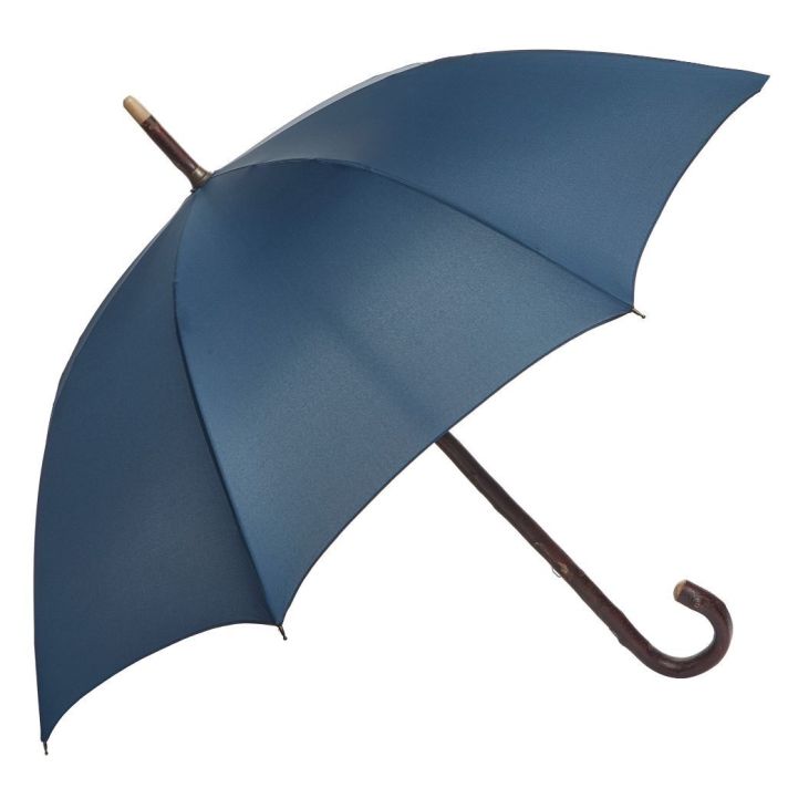 Cherry Wood One-Piece Umbrella with Classic Navy Canopy