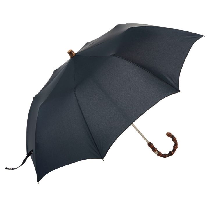 Bamboo Folding Travel Navy Umbrella