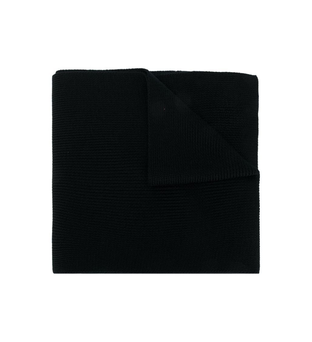 Moncler Ribbed Logo Knit Black Scarf - Image 3