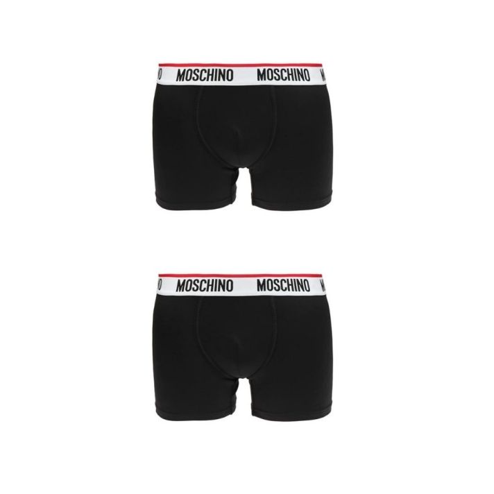 Moschino Underwear 2 Pack Tape Logo Black Trunks