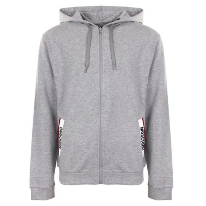 UNDERWEAR TAPE LOGO Grey ZIP HOODIE