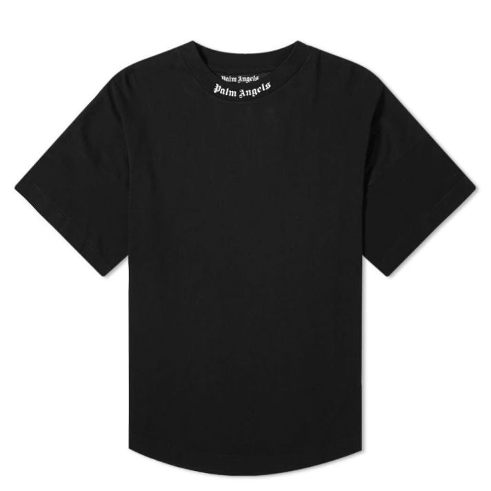 Logo Collar Back Crew Neck Black Oversize T-shirt