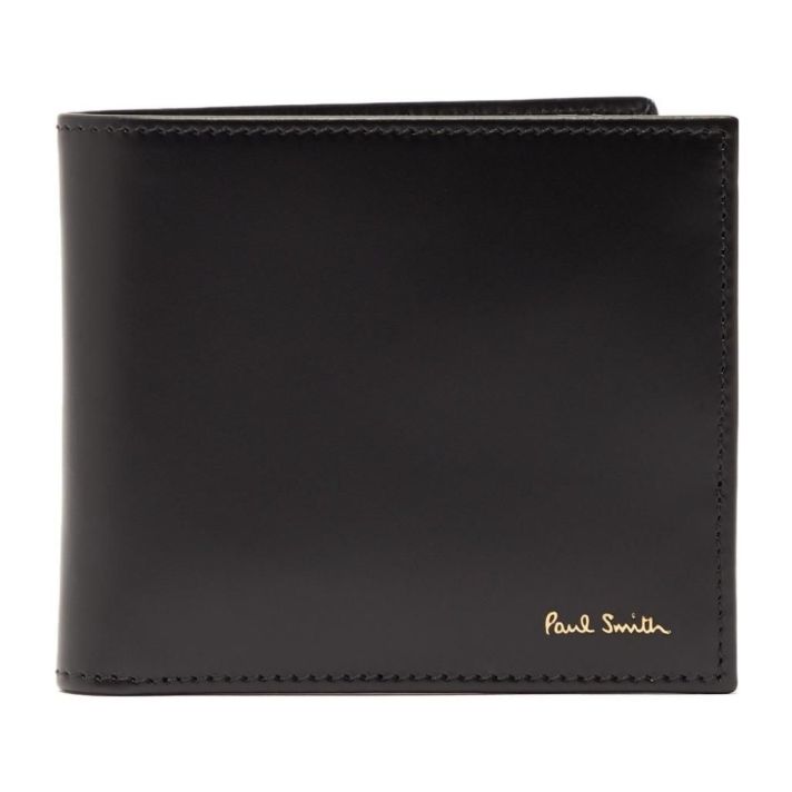Black Signature Stripe Bi-fold leather wallet