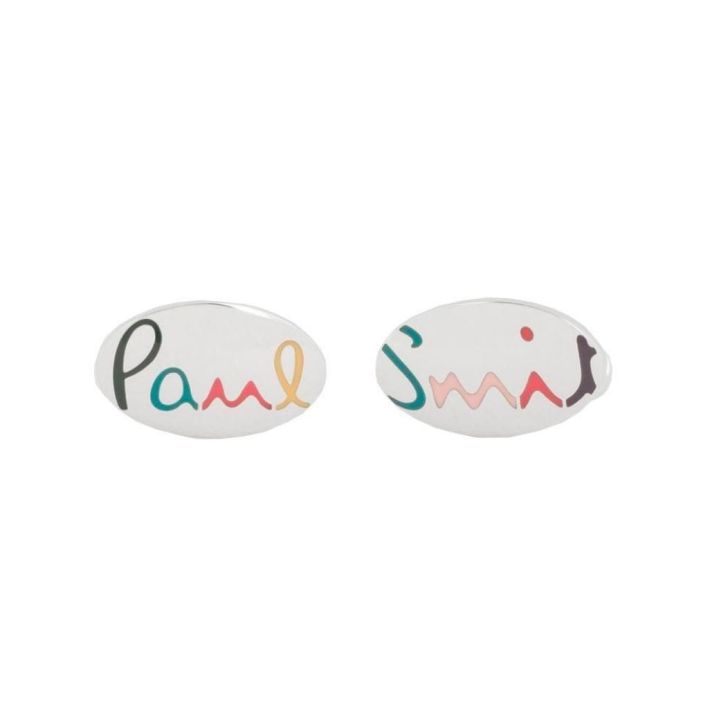 Multi-Coloured Rainbow Text Cufflinks