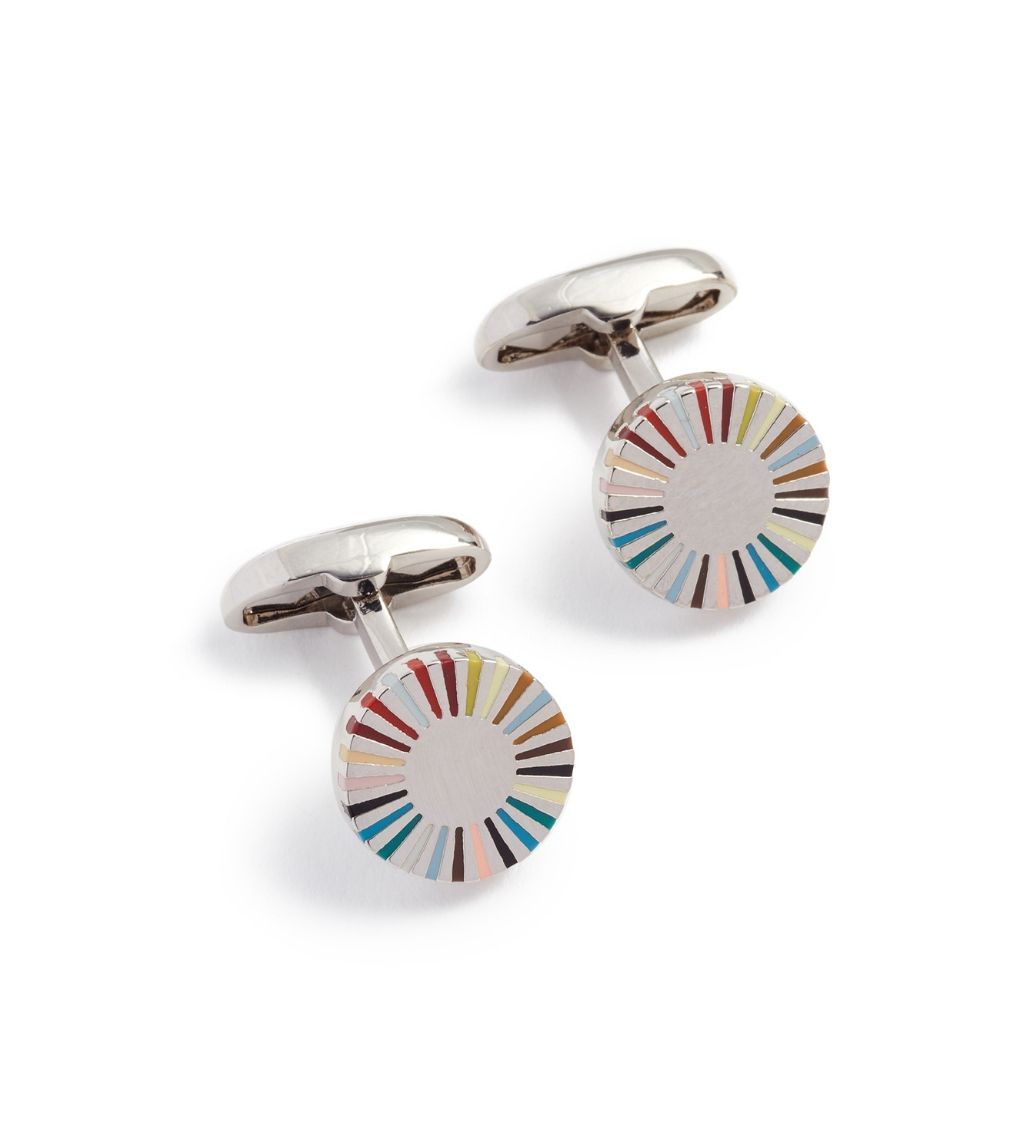 Multi-Coloured Stripe Edge Cufflinks