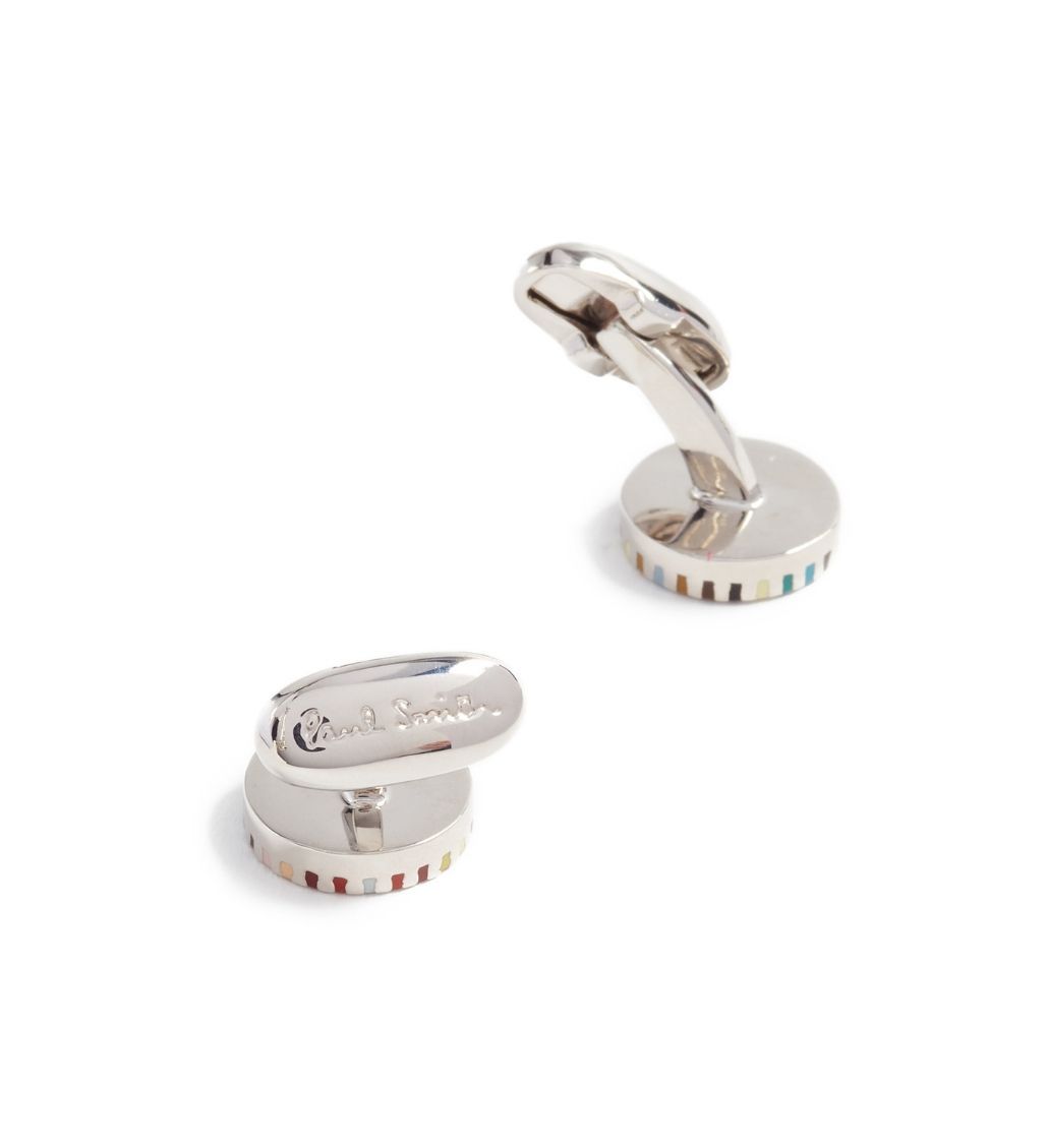 Multi-Coloured Stripe Edge Cufflinks - Image 2
