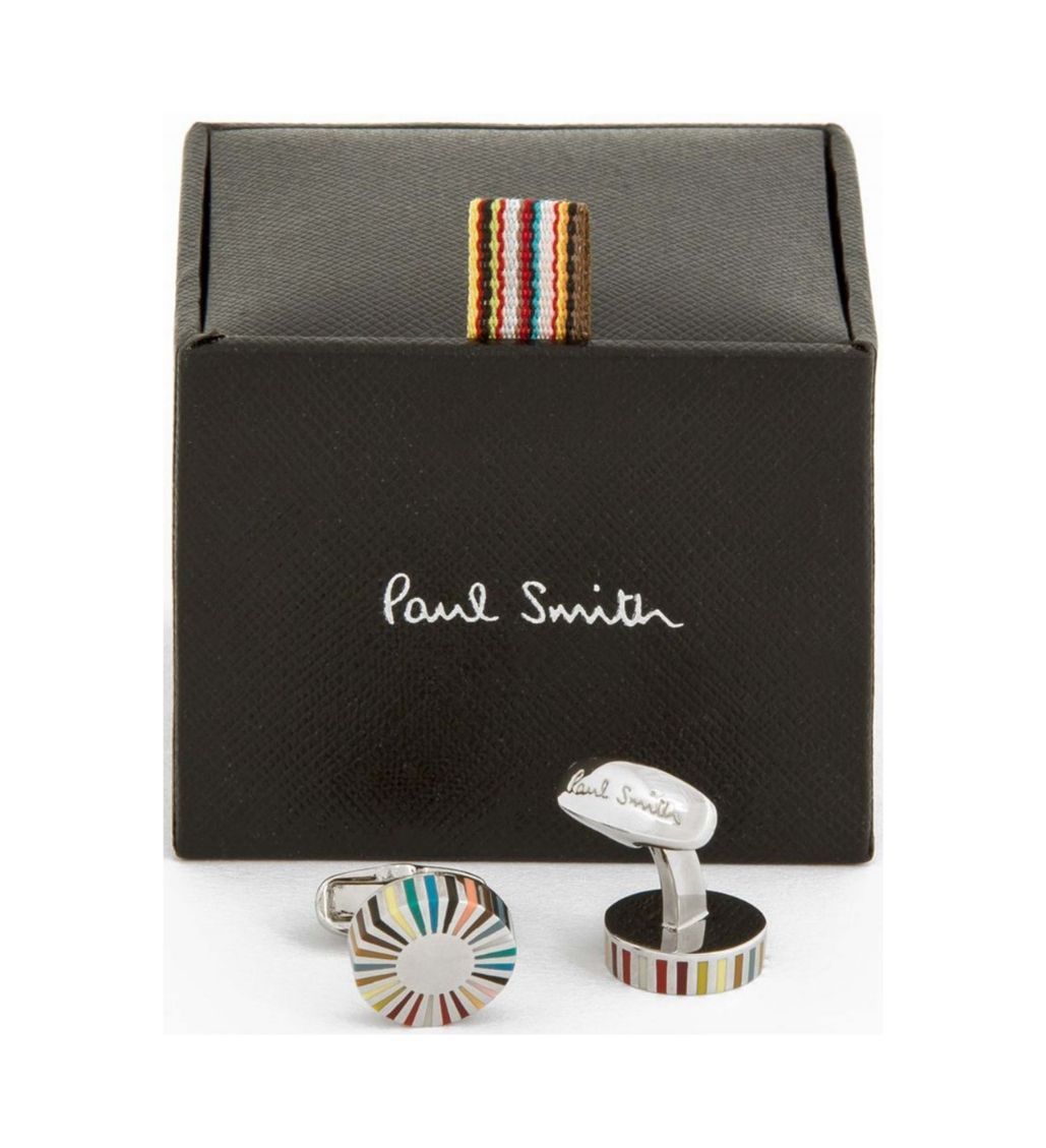 Multi-Coloured Stripe Edge Cufflinks - Image 3