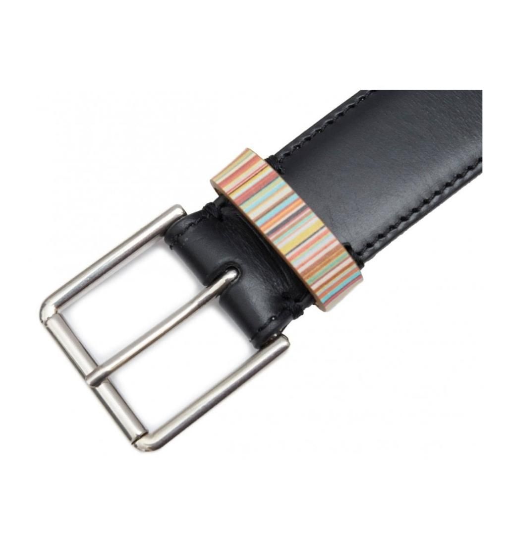 Black SIGNATURE STRIPE KEEPER LEATHER belt - Image 2