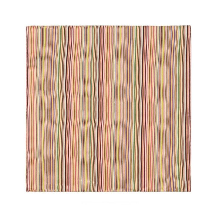 Multi-coloured Signature Stripe Silk Pocket Square