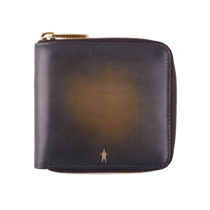 Otto Square Zip Wallet Leather Patina Old Black