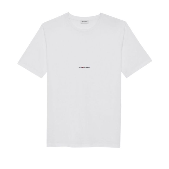 Signature Logo Print Crew Neck White T-shirt