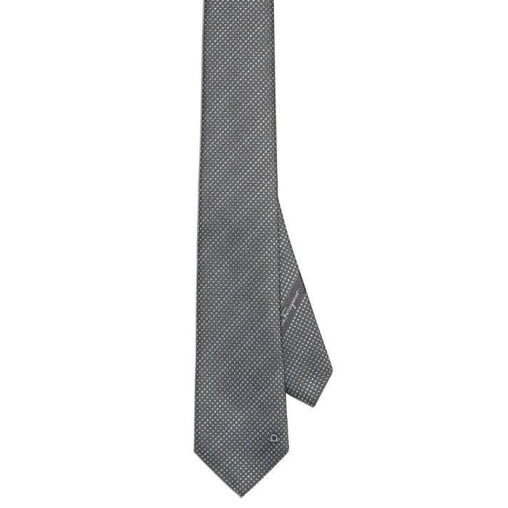 Dot Jacquard Grey Silk Tie