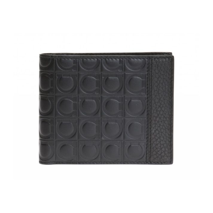 Black Gancini Logo Bi-fold Wallet