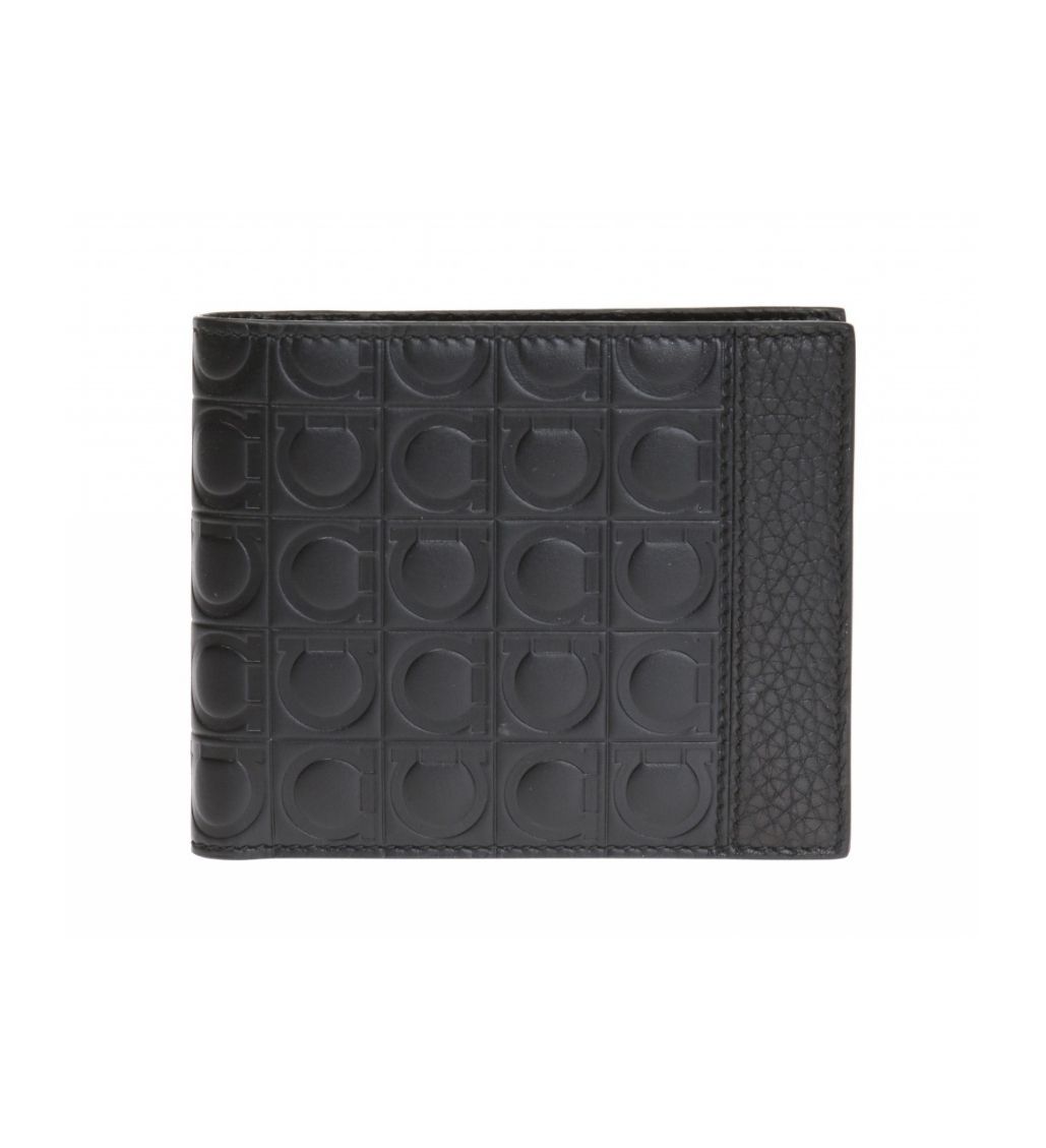 Black Gancini Logo Bi-fold Wallet
