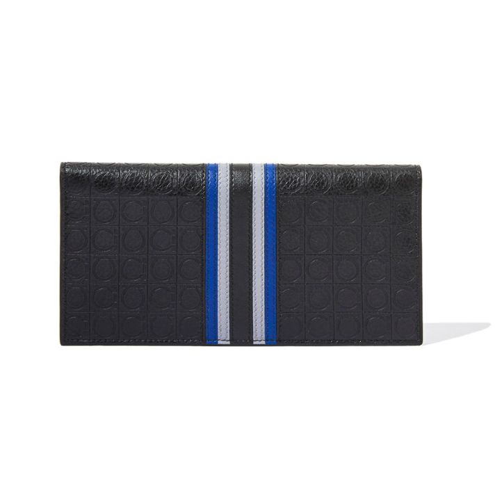 Signature Logo Embossed Black Long Coat Wallet
