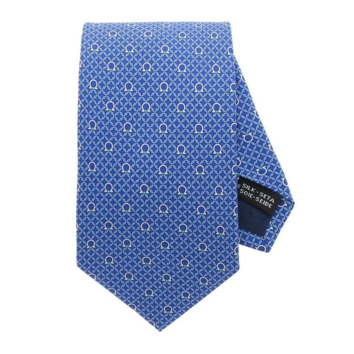 Gancio Print Light Blue Silk Tie