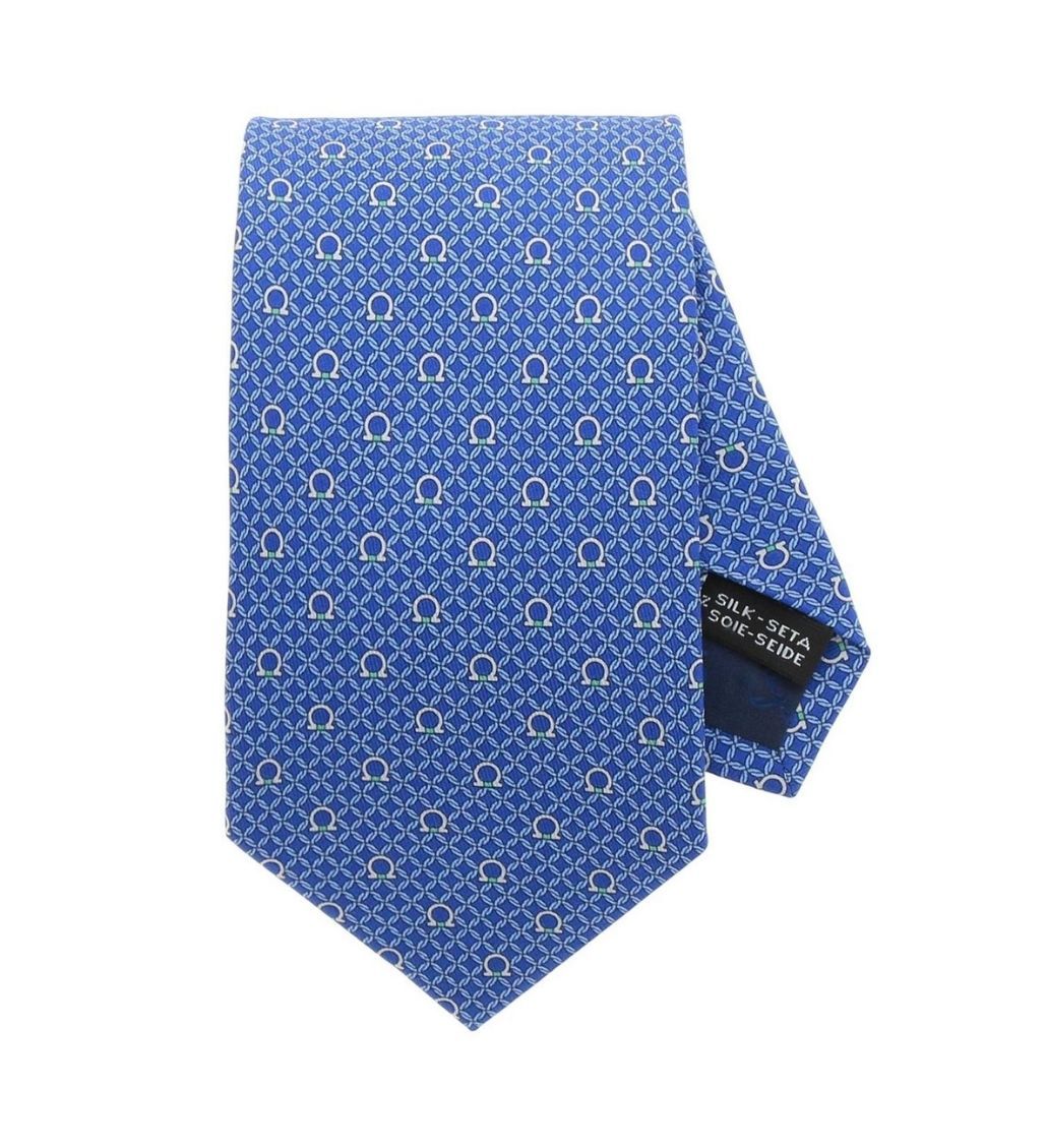 Gancio Print Light Blue Silk Tie