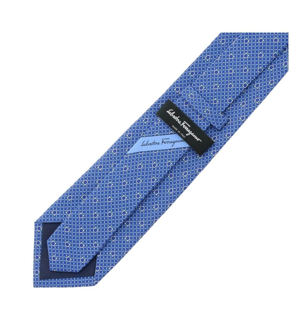 Gancio Print Light Blue Silk Tie - Image 3
