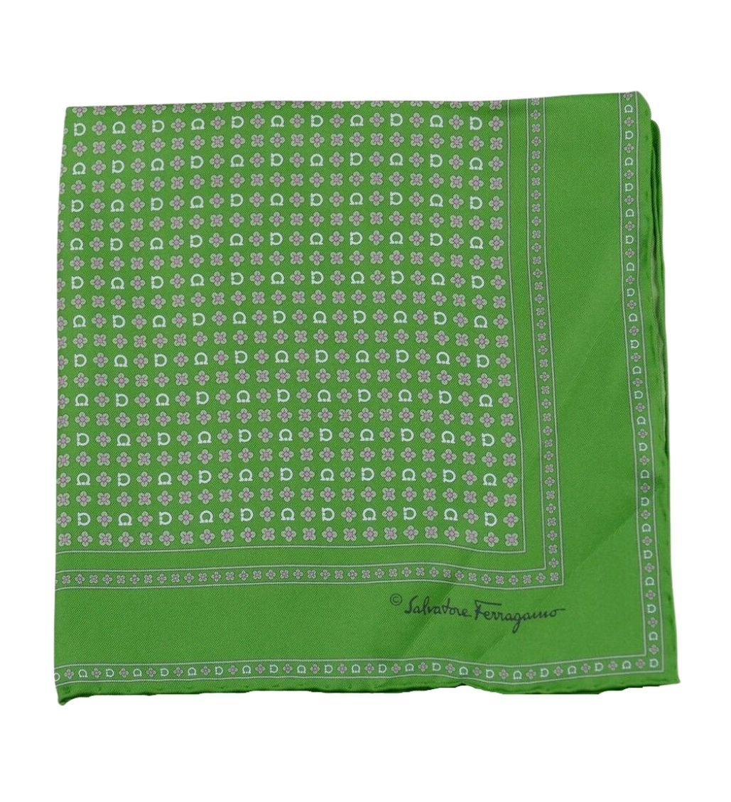 Green Gancini Floral Pattern Pocket Square