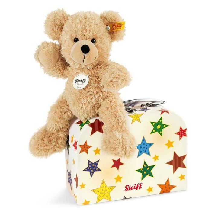 Beige Fynn Teddy bear in suitcase
