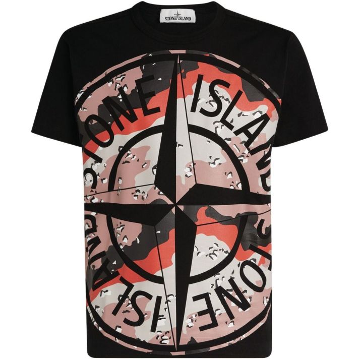 Large Logo Desert Camo Logo T-Shirt Black