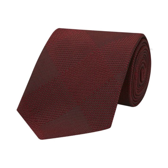 Magadar Large Check Red Silk Tie