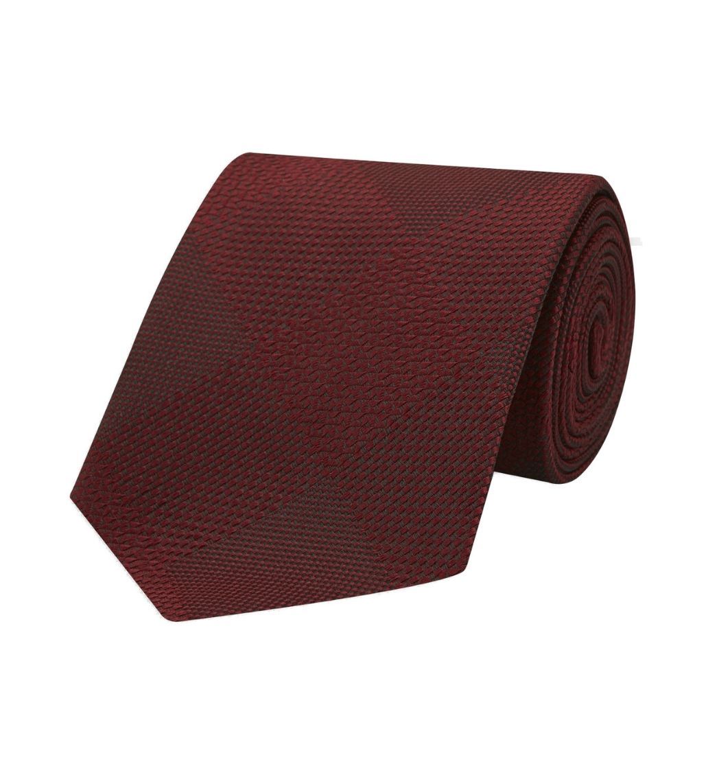 Magadar Large Check Red Silk Tie
