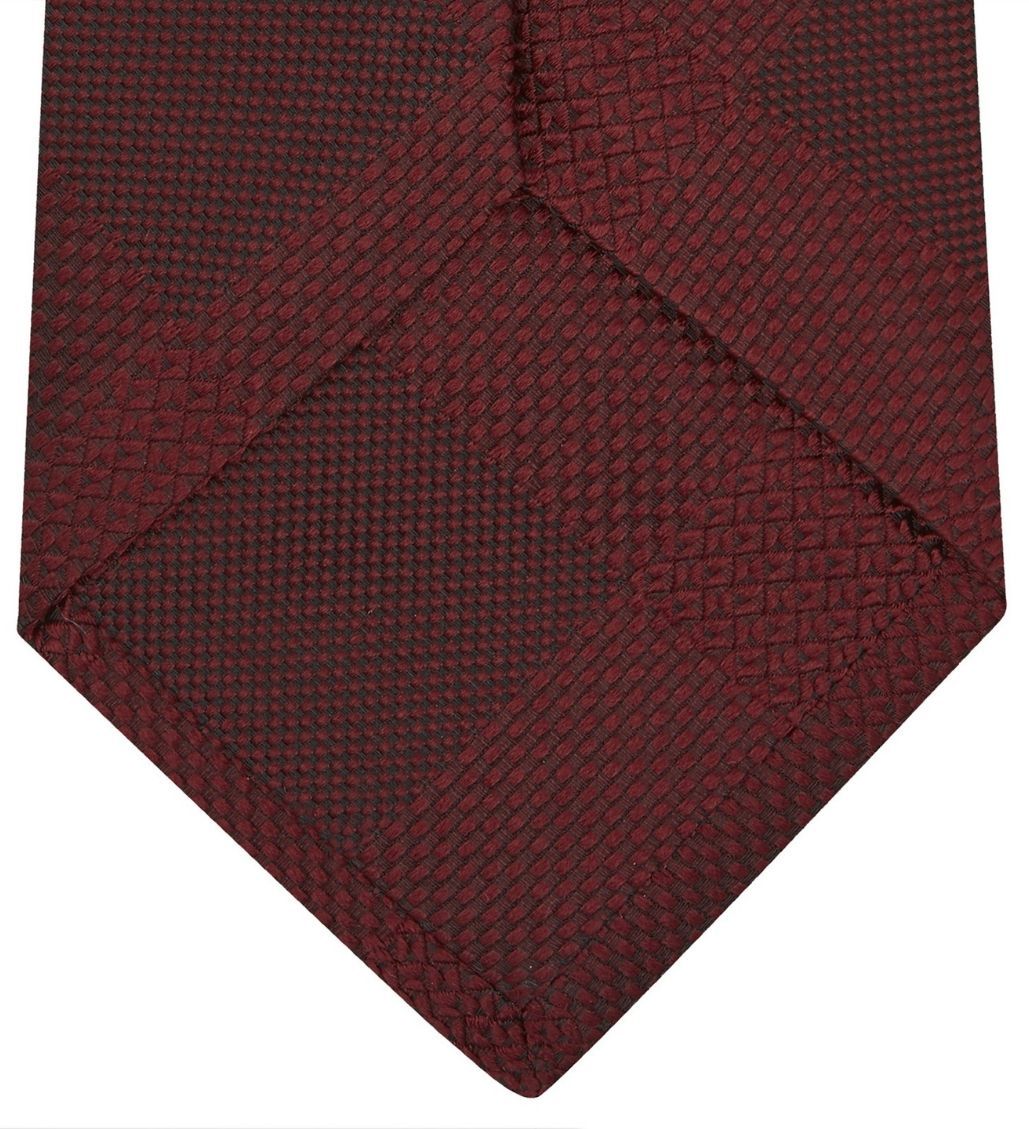 Magadar Large Check Red Silk Tie - Image 2