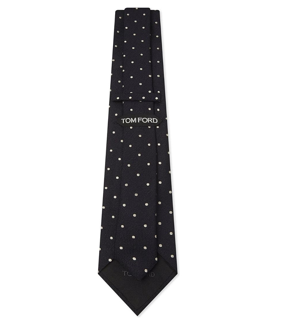 Black Textured Polka Dot Silk Tie - Image 4