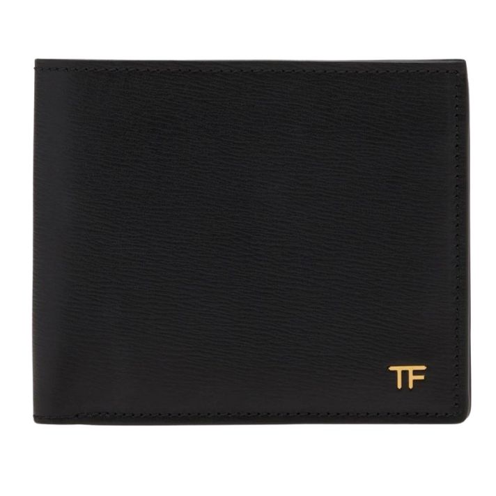 Tom Ford Metal TF Black Grain Leather T Line Billfold Card Wallet