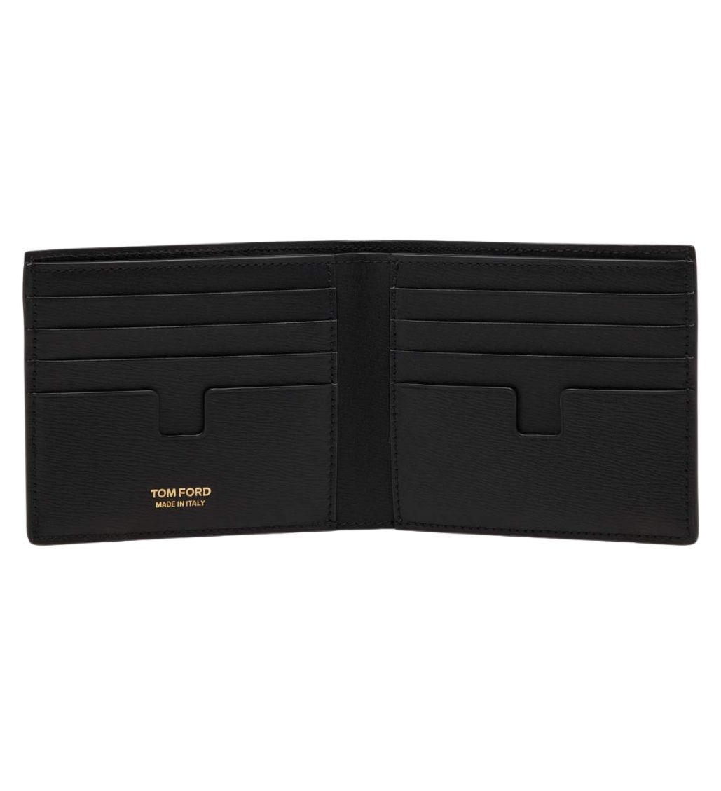 Tom Ford Metal TF Black Grain Leather T Line Billfold Card Wallet - Image 2