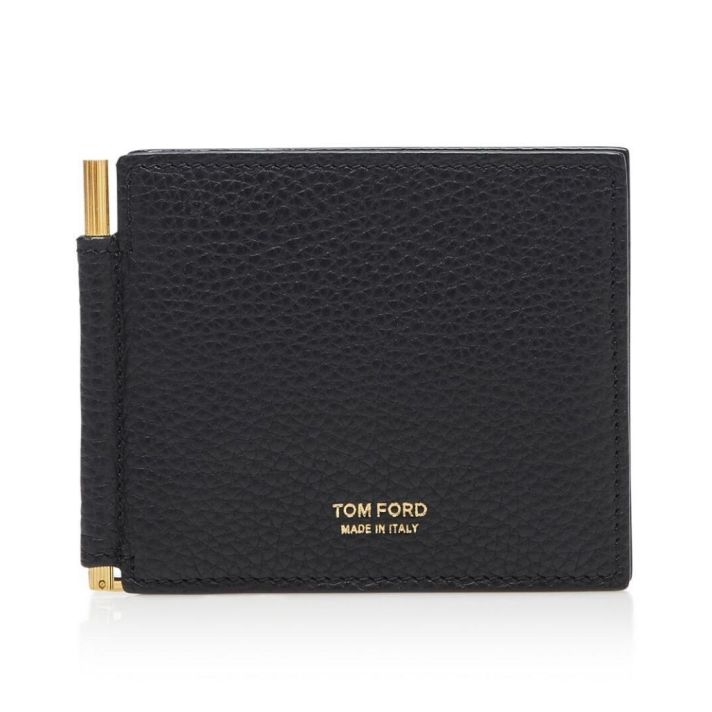Tom Ford T Line Money Clip Black Billfold Wallet