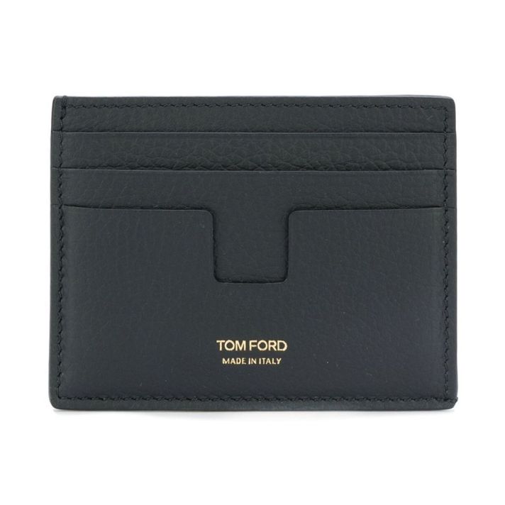 Tom Ford Grained Leather Open Side Credit Card Black Wallet