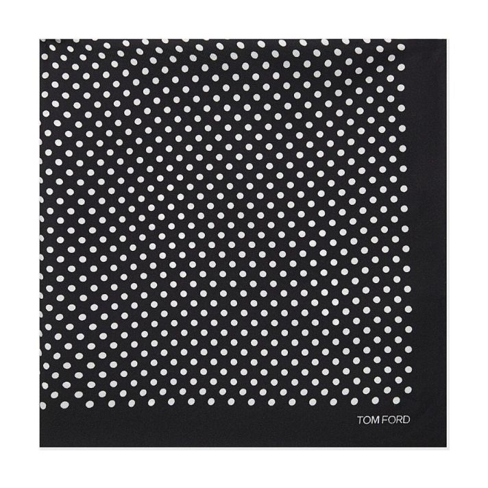 Black Polka Dot Silk Pocket Square
