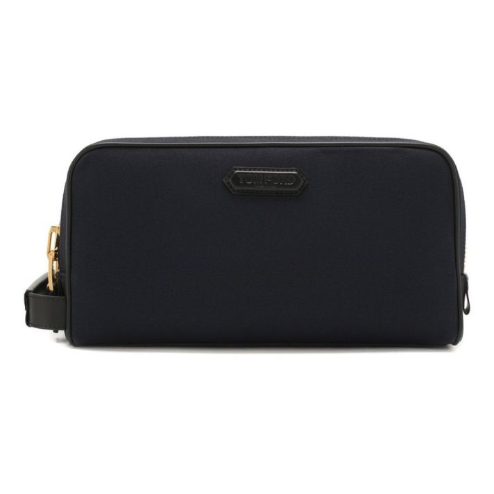 Tom Ford Canvas Double Zip Dopp Kit Black Travel Bag