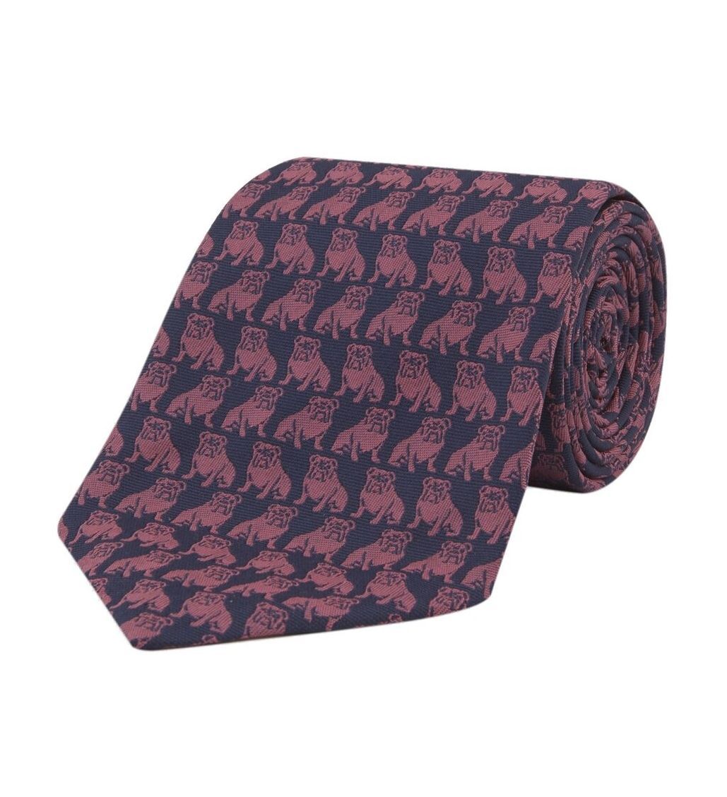 BULLDOG NAVY & BURGUNDY SILK TIE