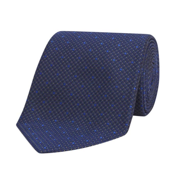 Random Spot Navy and Blue Silk Tie