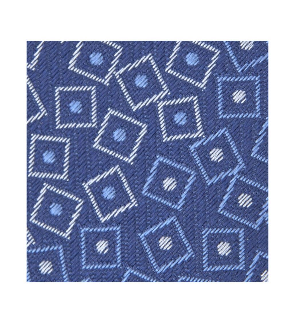 Scattered Square & Dots Tonal Blue Silk Tie - Image 2