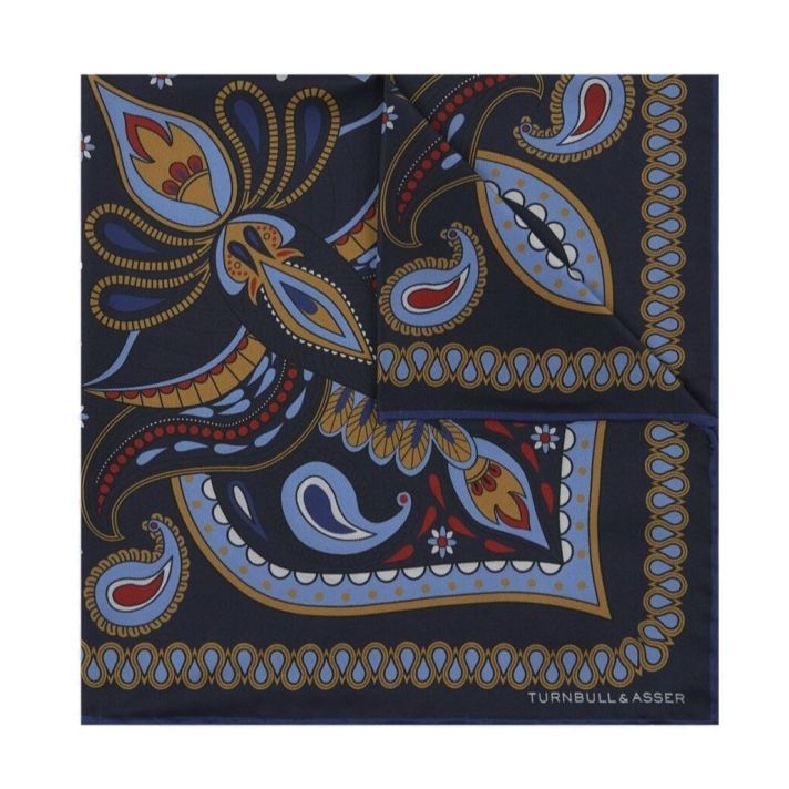 Paisley Print Blue Pocket Square